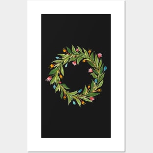 Watercolor Floral Wreath Posters and Art